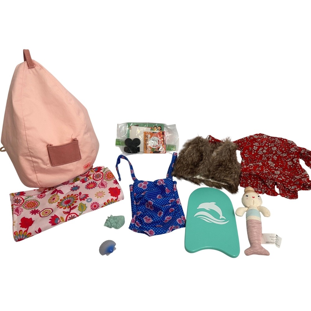 Our Generation Doll Accessories Lot 18" Pink Bean Bag Boogie Board Clothes Good